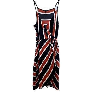 41 Hawthorn‎ Faux Wrap Dress Womens Large Orange Navy Striped Stitch Fix Knit